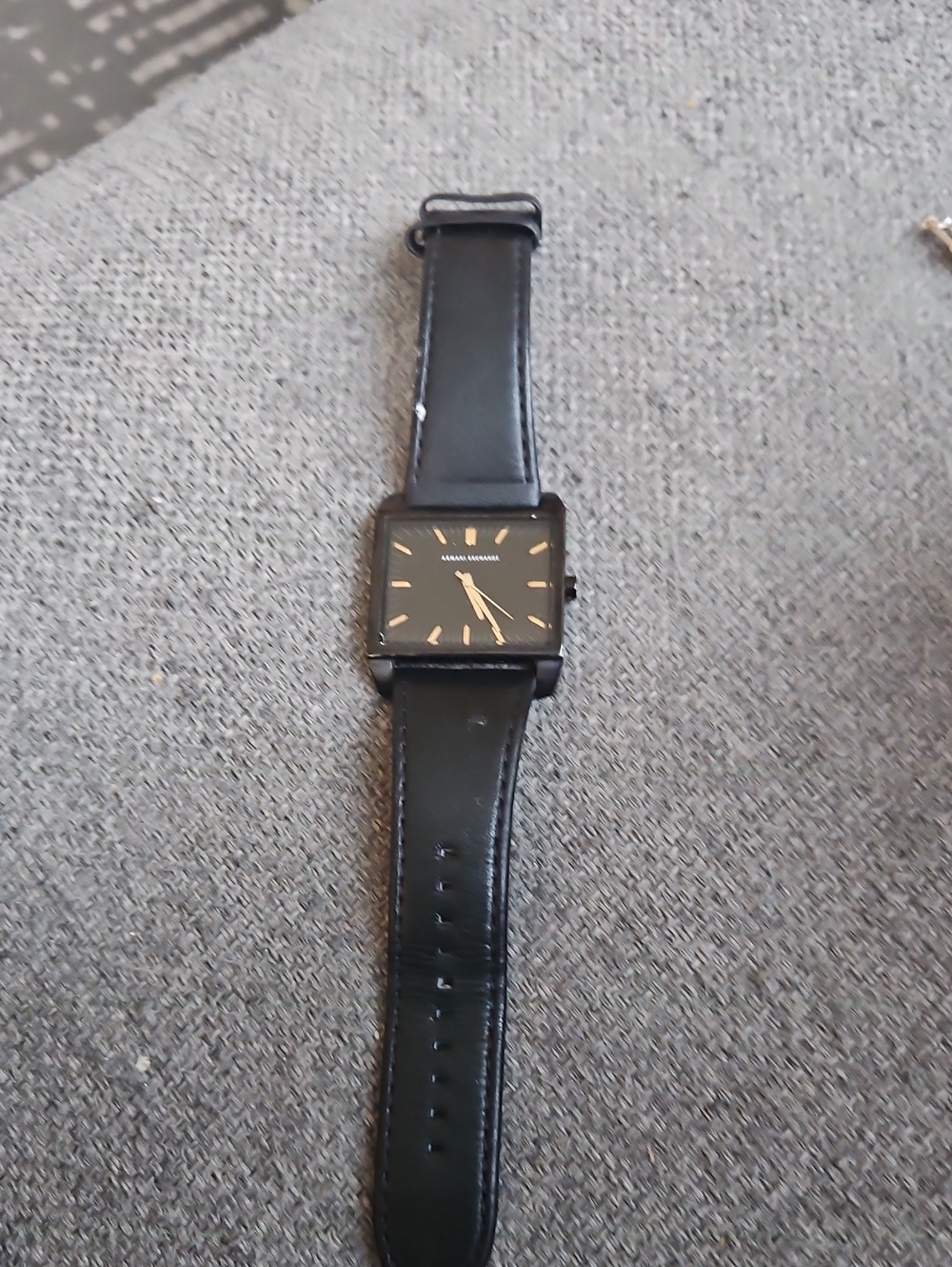 Armani Exchange Black Square Dial Watch with Gold Accents